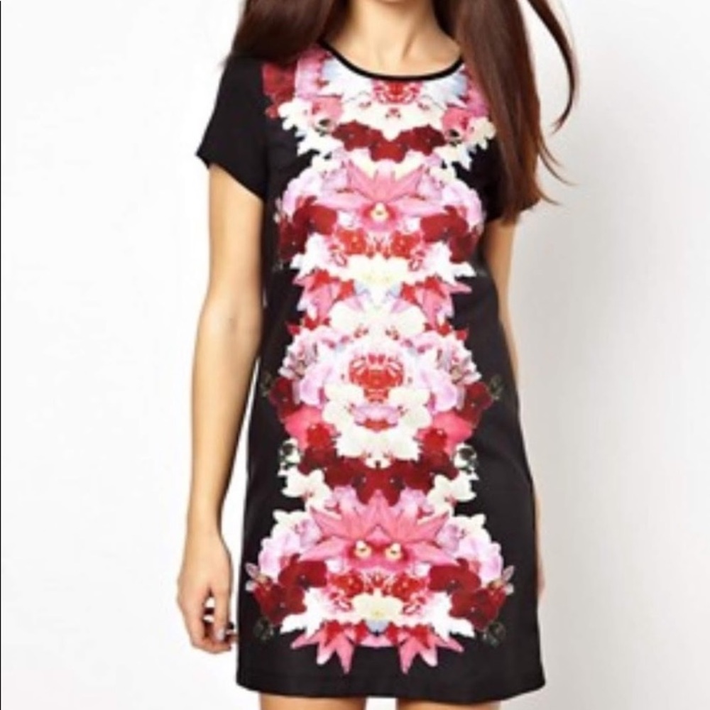 ASOS Ginger Fizz Shift Dress Orchid Print US 2